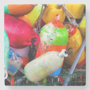 Lobster buoys at Bass Harbour Stone Coaster