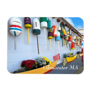Lobster buoys on a building in Gloucester MA Magnet