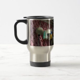 Lobster Buoys on Pink Lattice - Martha's Vineyard Travel Mug
