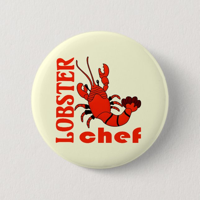 lobster chef 6 cm round badge (Front)