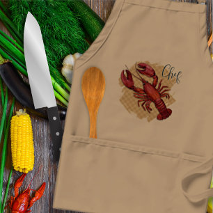 Lobster Chef Red and Tan Standard Apron