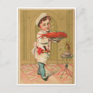 Lobster Chef Vintage Food Ad Art Postcard