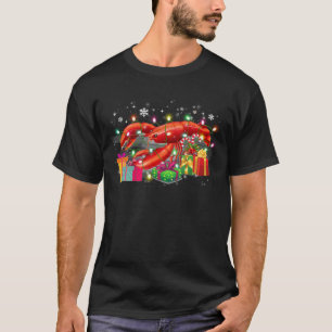 Lobster Christmas Hat Lights Family Xmas Gift Love T-Shirt