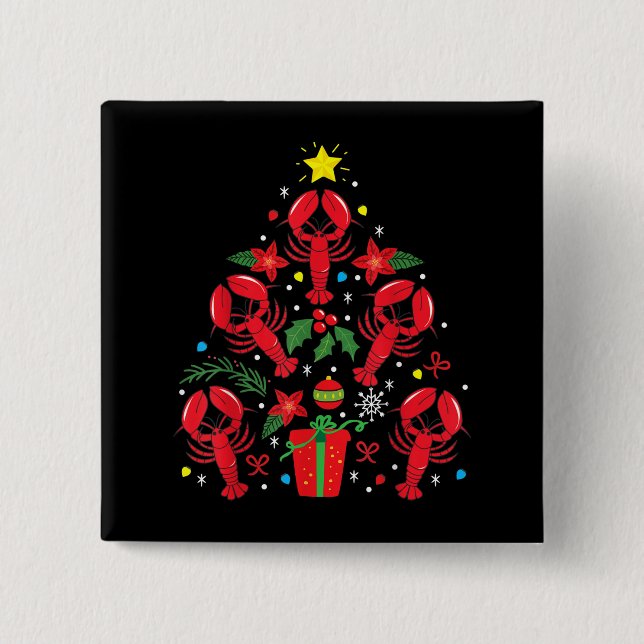Lobster Christmas Ornament Tree Funny Xmas Gift 15 Cm Square Badge (Front)