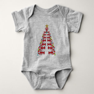 Lobster Christmas tree cute party ugly Baby Bodysuit