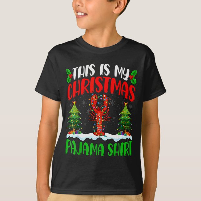 Lobster Christmas Tree Pajama Shirt Lobster Xmas L (Front)