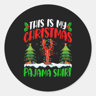 Lobster Christmas Tree Pajama Shirt Lobster Xmas L Classic Round Sticker