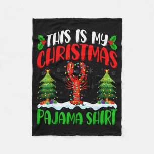 Lobster Christmas Tree Pajama Shirt Lobster Xmas L Fleece Blanket