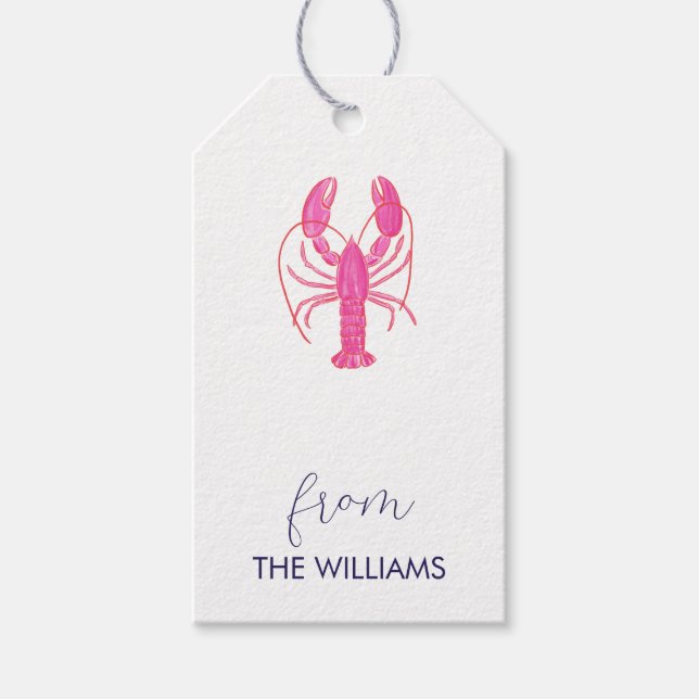 Lobster Coastal Chic Custom Gift Tags (Front)