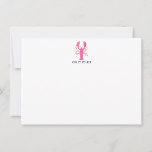 Lobster Coastal Chic Personalised Flat Note Card