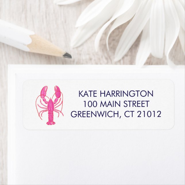 Lobster Coastal Chic Return Address Label (Insitu)