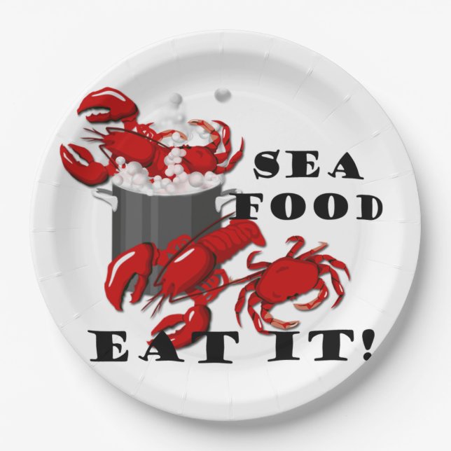 Lobster Crab Seafood Eat It Paper Plate (Front)