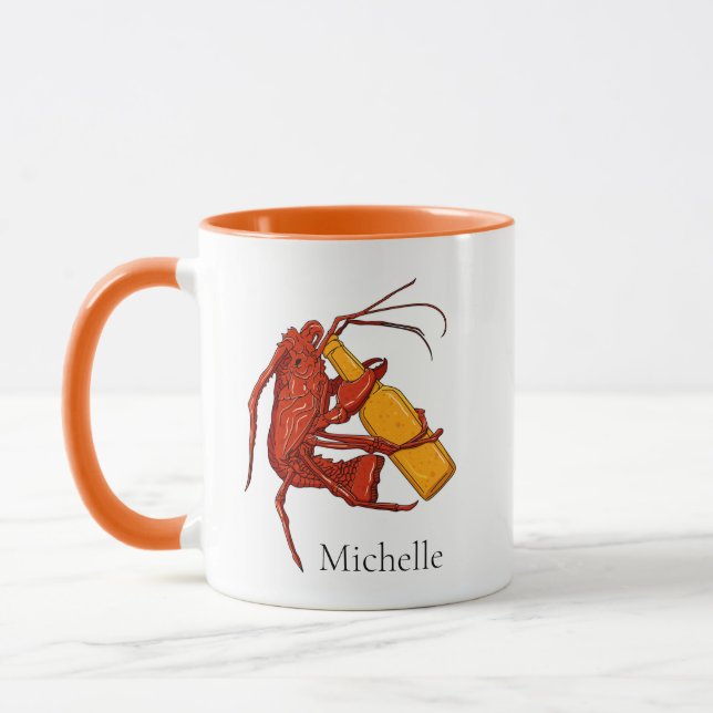 Lobster Craft Beer Personalised Coffee Mug (Left)