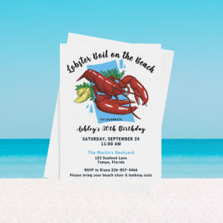 Lobster Craw-fish Boil Beach Party Invitation
