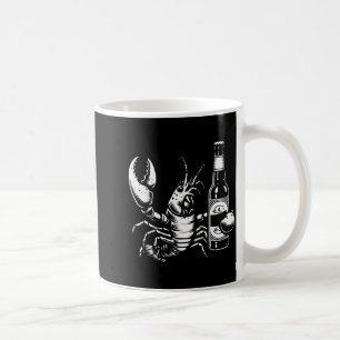 Lobster Crawfish Holding Beer Bottle Funny Crayfis Coffee Mug