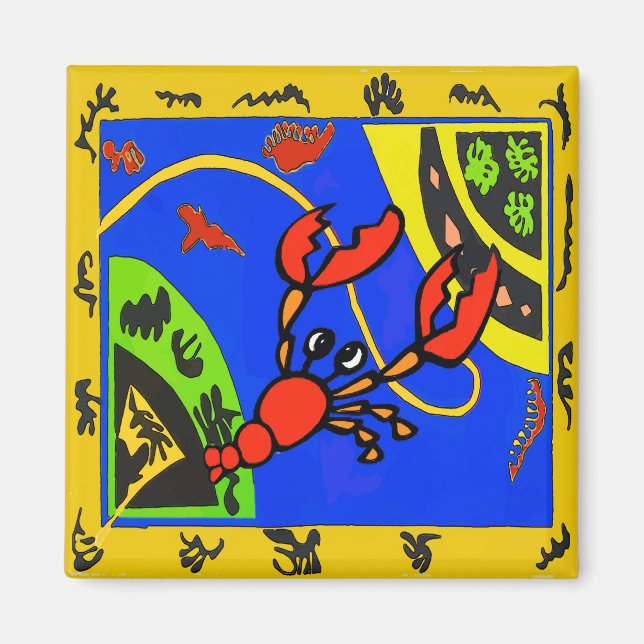 Lobster, Crayfish Abstract, Matisse Style Magnet (Front)
