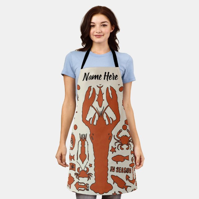 Lobster, Crayfish, Crawfish add text, Apron (Worn)