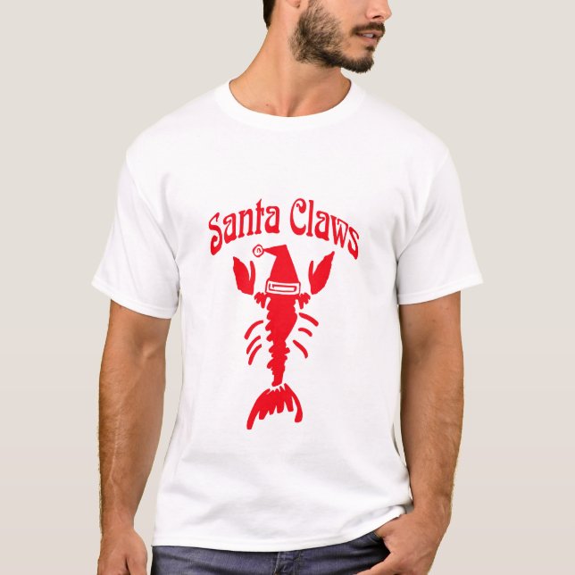 Lobster Crayfish Santa Claws T-Shirt (Front)