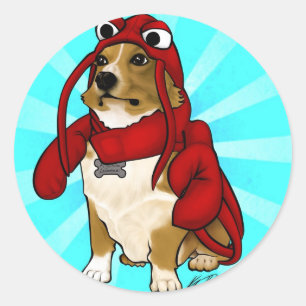 Lobster Dog Classic Round Sticker