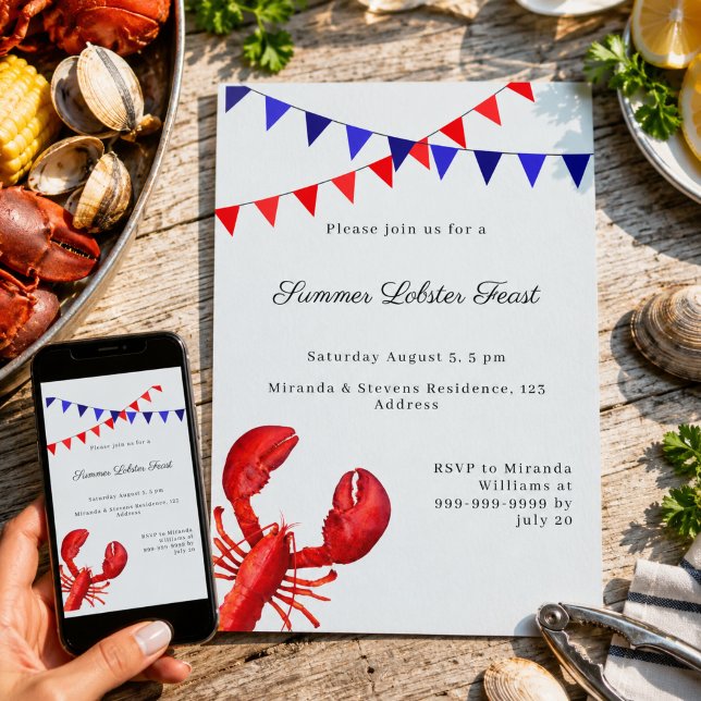 Lobster Feast Summer Party Invitation (Creator Uploaded)