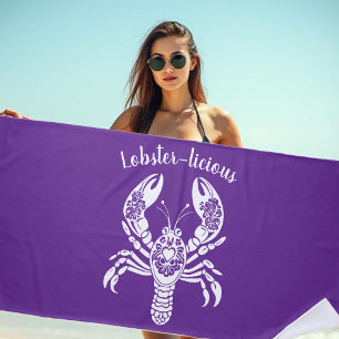 Lobster-Fisherman Core-Hawaiian-Tropical-Purple Beach Towel