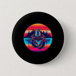Lobster Fishing Sunset Retro Style Vintage 80s 70s 6 Cm Round Badge