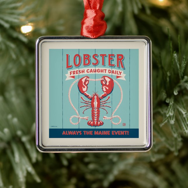 Lobster Fresh Caught Daily | Maine Metal Tree Decoration (Tree)