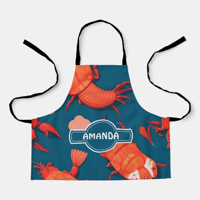 Lobster Geometric Colourful Personalised Pattern Apron (Front)