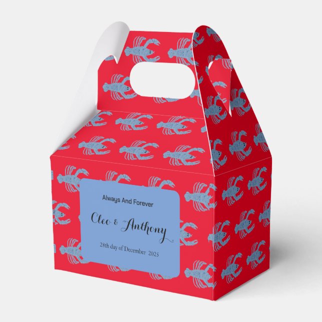 Lobster  Ginger Jars Jar Wedding Favour Box (Back Side)