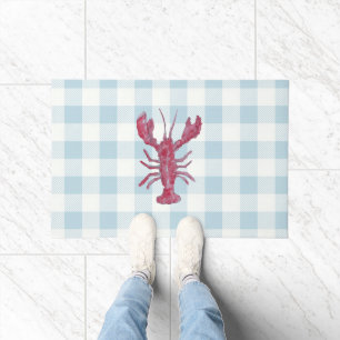 Lobster Gingham Buffalo Check Coastal Doormat
