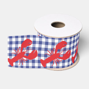 Lobster Gingham Coastal Maine Fun Grosgrain Ribbon