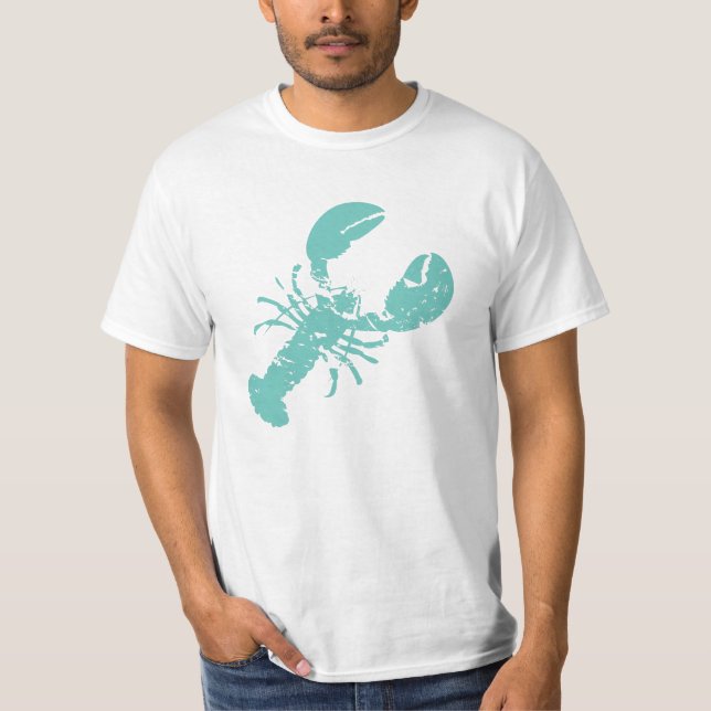Lobster Grunge Blue Crustacean T-Shirt (Front)
