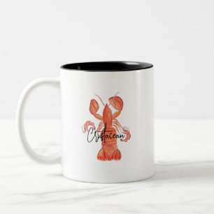 Lobster Hand Painted Crawfish Crustaceans Two-Tone Coffee Mug