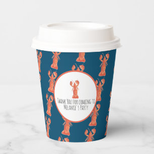 Lobster Hand Watercolor Seafood Crab Boil Blue Paper Cups