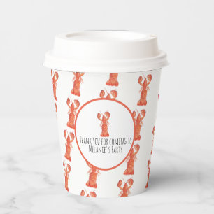 Lobster Hand Watercolor Seafood Crab Boil Paper Cups