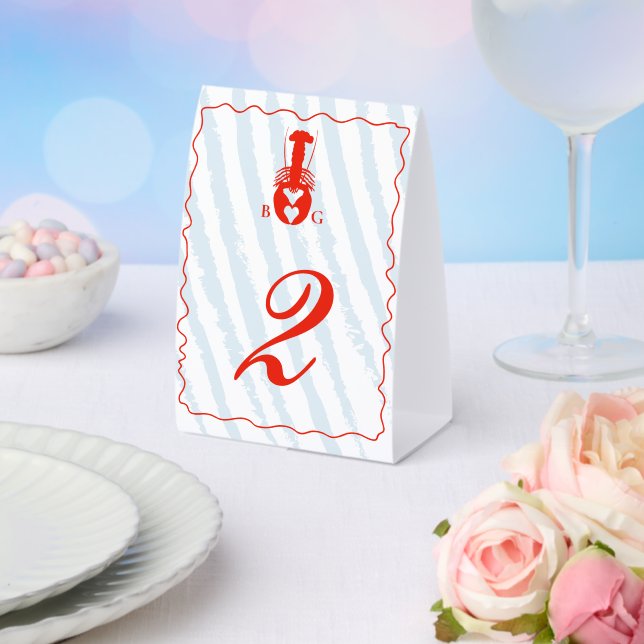 Lobster Heart Blue Stripes Nautical Beach Wedding (Insitu(Wedding))
