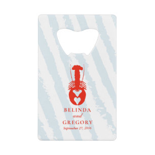 Lobster Heart Blue Stripes Nautical Beach Wedding