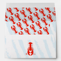 Lobster Heart Blue Stripes Nautical Beach Wedding
