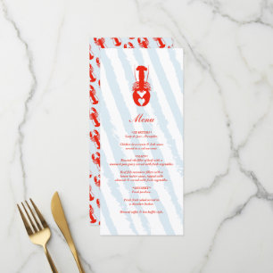 Lobster Heart Blue Stripes Nautical Beach Wedding Menu