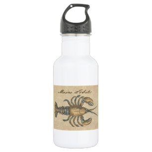 Lobster Illustration Antique Maine Seafood 532 Ml Water Bottle