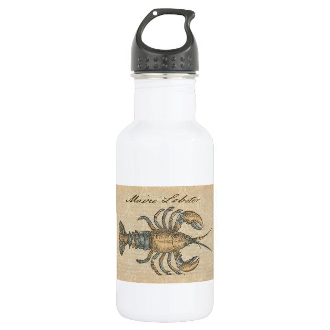 Lobster Illustration Antique Maine Seafood 532 Ml Water Bottle (Front)