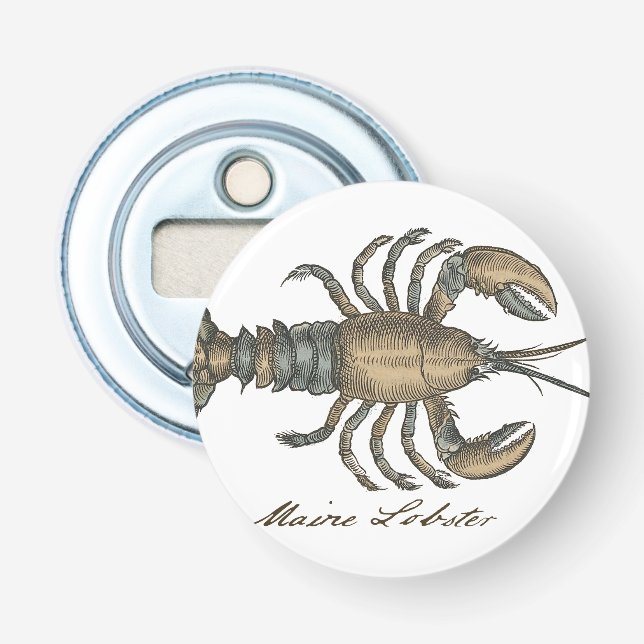 Lobster Illustration Antique Maine Seafood Bottle Opener (Front)