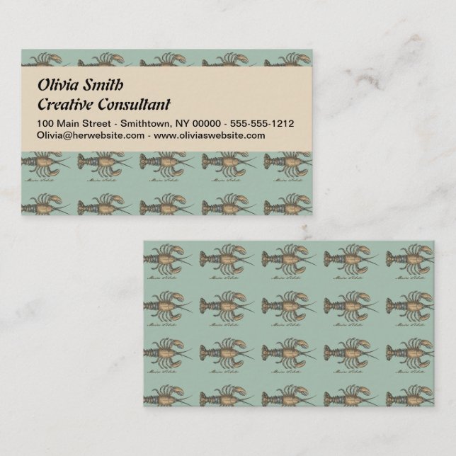 Lobster Illustration Antique Maine Seafood Business Card (Front/Back)
