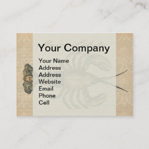 Lobster Illustration Antique Maine Seafood Business Card