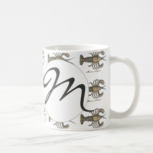 Lobster Illustration Antique Maine Seafood Coffee Mug (Right)