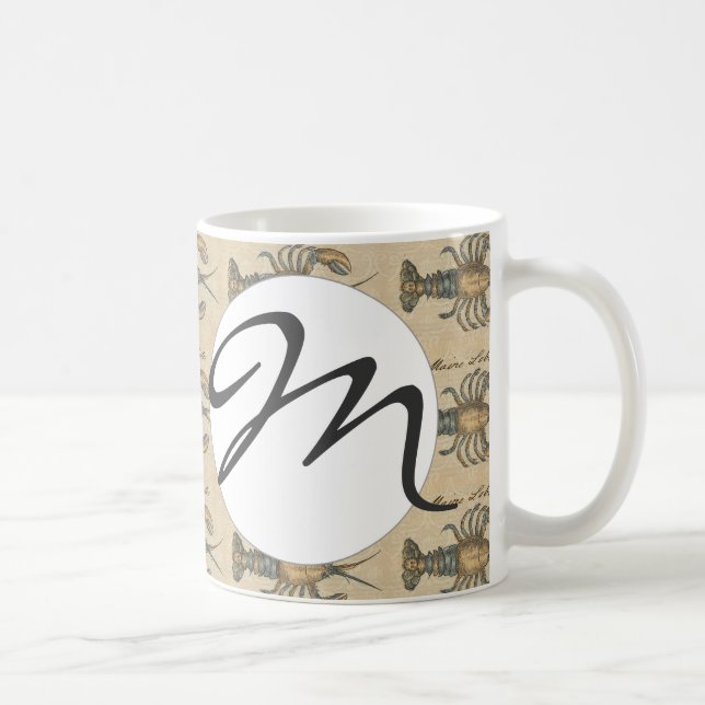 Lobster Illustration Antique Maine Seafood Coffee Mug (Right)