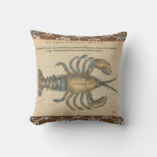 Lobster Illustration Antique Maine Seafood Cushion