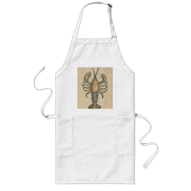 Lobster Illustration Antique Maine Seafood Long Apron (Front)