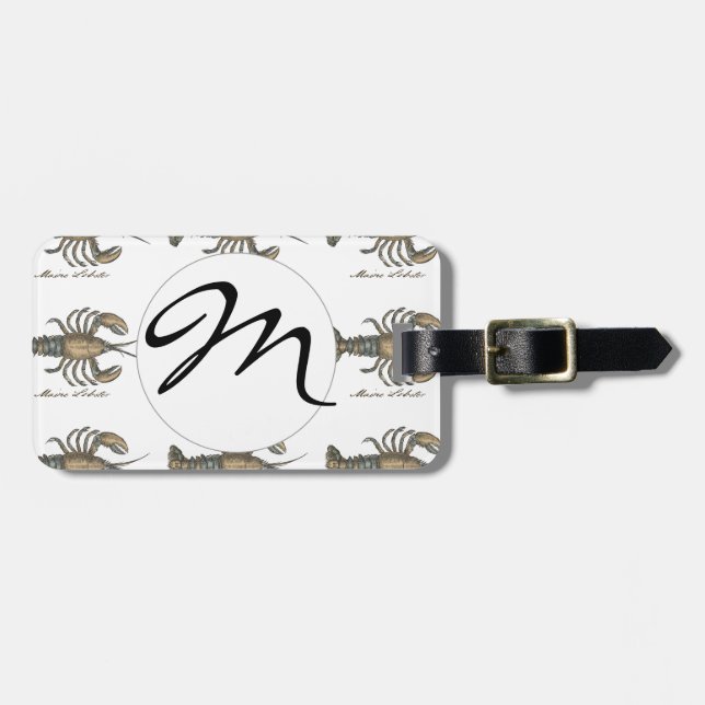 Lobster Illustration Antique Maine Seafood Luggage Tag (Front Horizontal)