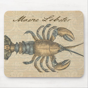 Lobster Illustration Antique Maine Seafood Mouse Mat